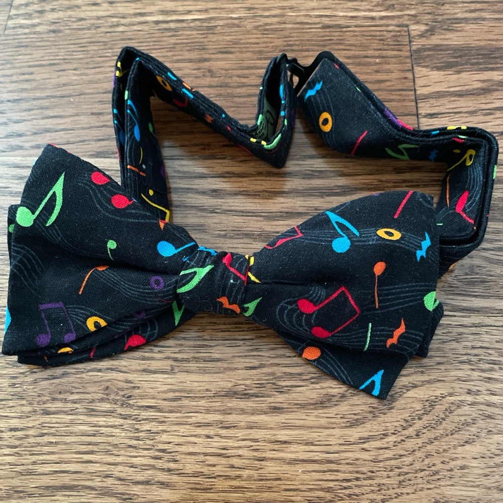 Black Bow Tie With Rainbow Music Notes